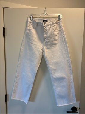 ME+EM White Cropped High-Rise Straight Jeans